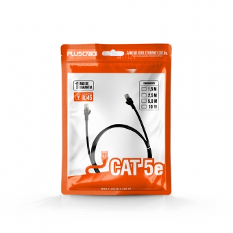 Cabo Rede Patch Cord CAT5E 2,5m Pluscable PC-ETHU25BK Preto