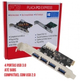 Placa PCI-E USB 3.0 4 Portas F3 Chipset Realtek 8111E