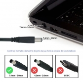 Fonte para notebook Dell 19,5V 3,34A 65W BB20-DE19-A (Pino Grosso)