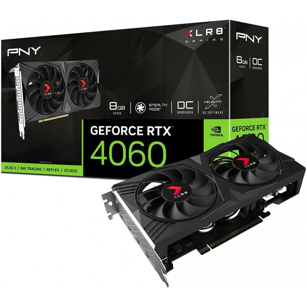 Placa de Vídeo RTX4060 8GB GDDR6 128Bits PNY OC VERTO XLR8